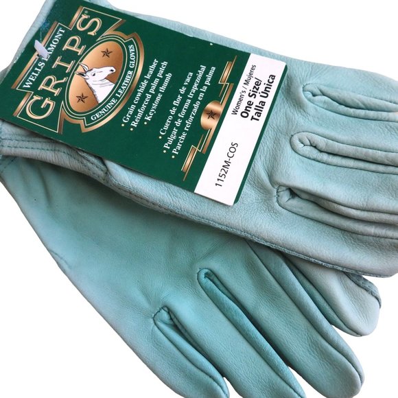 New Wells Lamont GRIPS Green Leather Gloves Womens OS Cowhide Soft Leather Work - Picture 5 of 6